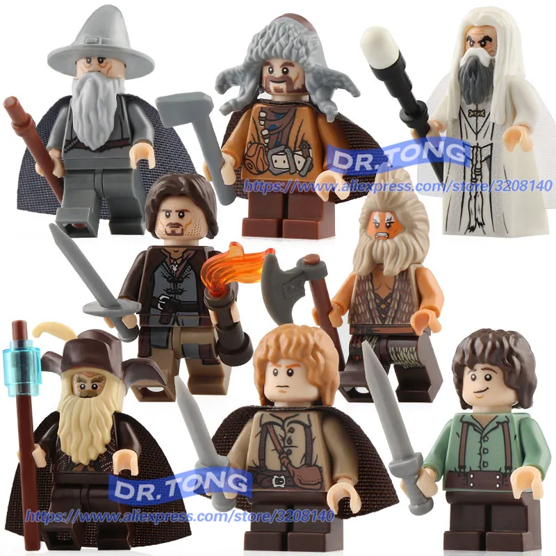 

8PCS/LOT PG8160 Samwise Gamgee Frodo Baggins Aragorn Gandalf Radagast Saruman Beorn Lord of the Rings Children Toys