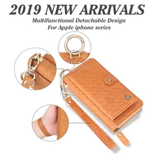 

Luxury Wallet case Multifunction Leather Zipper Card For Apple iPhone 6 6S 7 8 X Xr Xs Max Plus Detachable phoneCover Shell