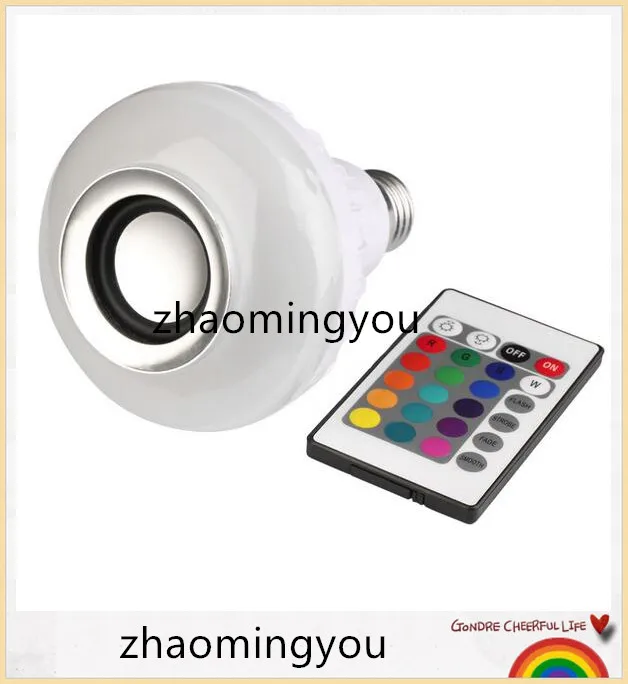 

ZHAO Wireless E27 12W Bluetooth Remote Control Mini Smart LED Audio Speaker RGB Color Light Warm Bulb Music Lamp
