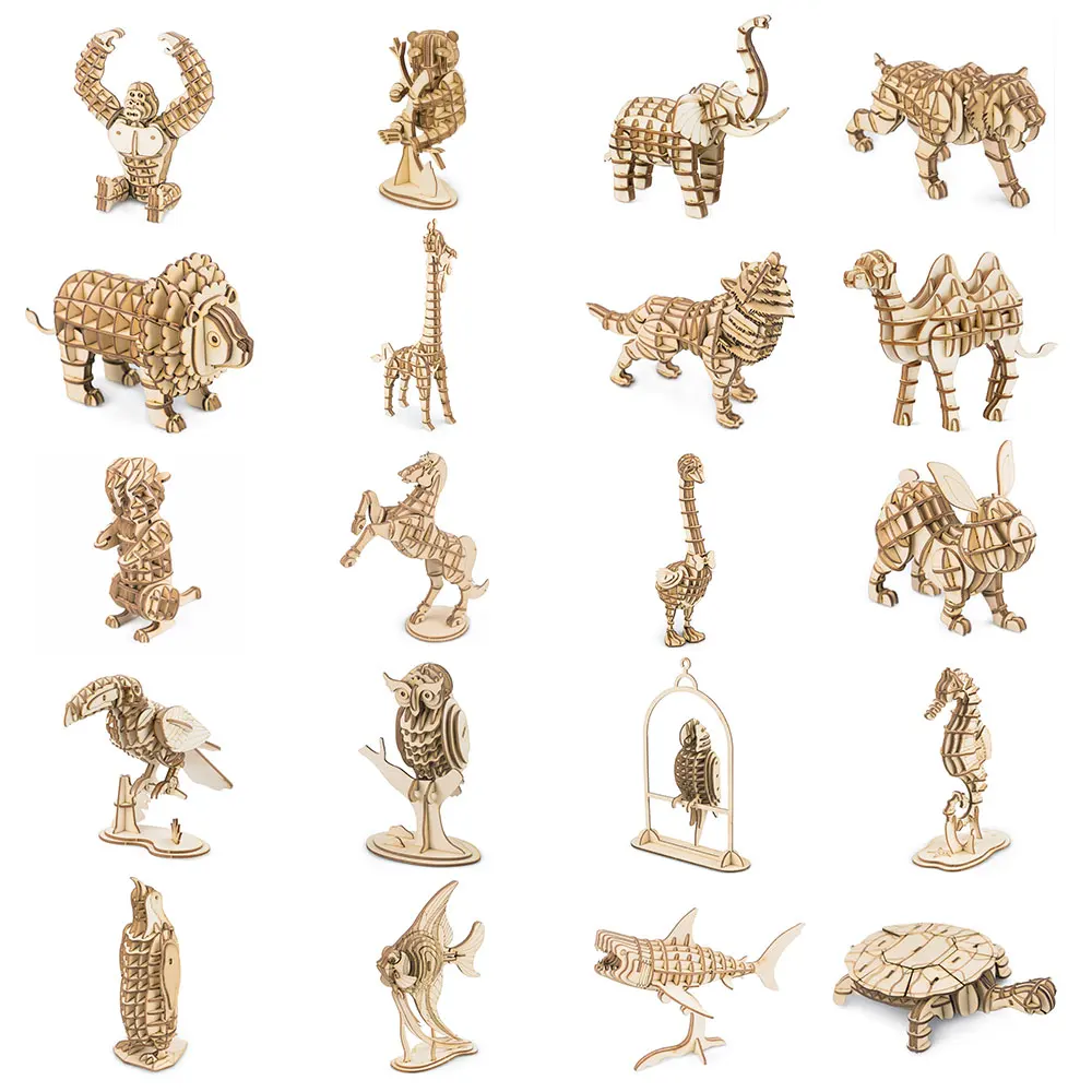 

Robotime 20 Kinds Laser Cutting Wooden Diy 3D Puzzle Game Gift for Children Kid Friend Model Building Kits Popular Toy TG