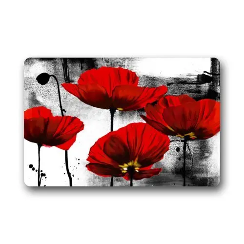 

Fantastic Doormat Beautiful Red Poppy Flower Art Door Mat Rug Indoor/Outdoor/Front Door/Bathroom Bedroom Doormat