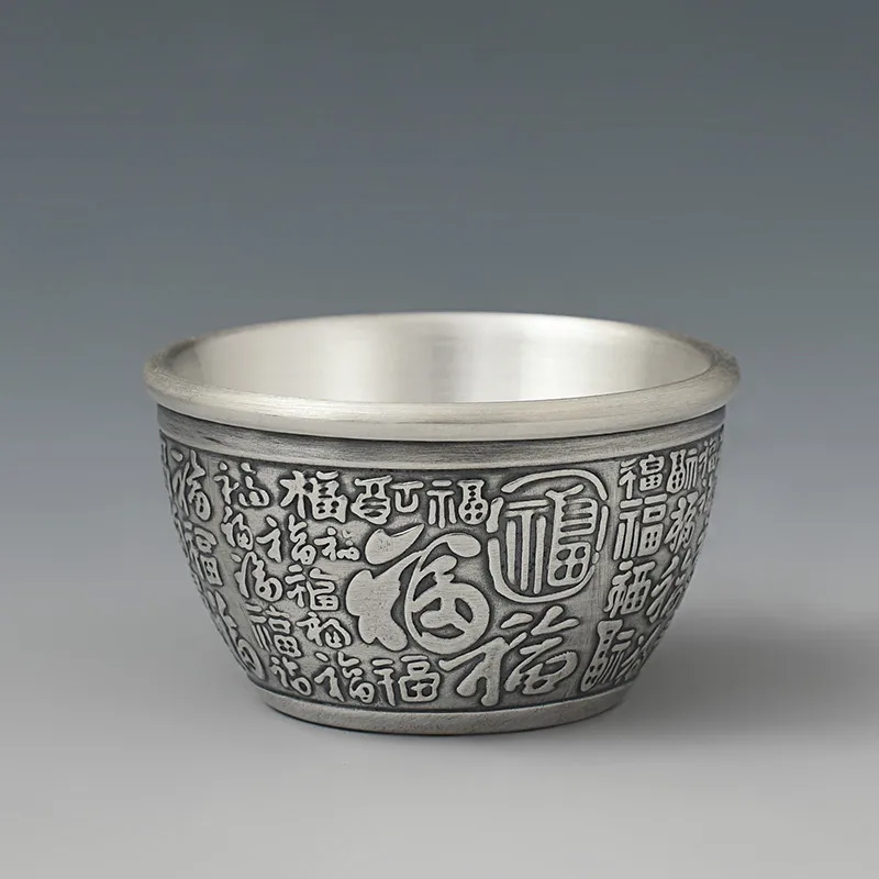 

Pure Handmade Foot Silver 999 Double-layer Anti-scalding Household Master Cup Makes Old Kung Fu Tablet Cup