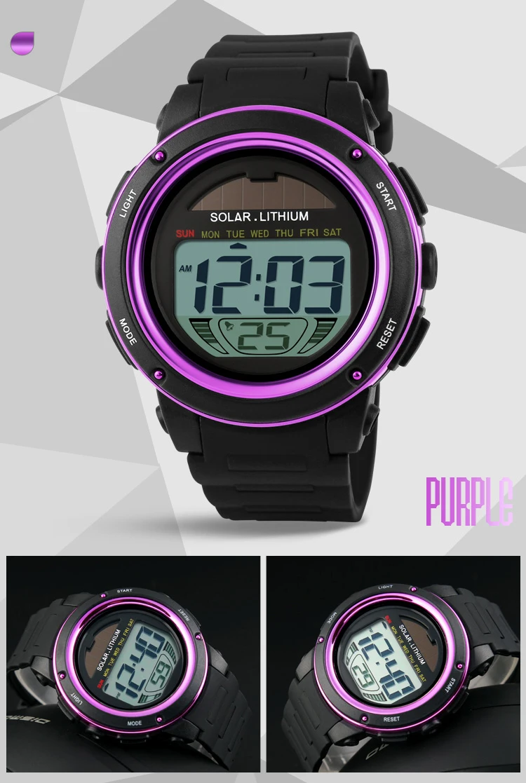 Men's brand-name men's solar alarm digital LED 50m watch waterproof men's watch dive watch military analog intelligence