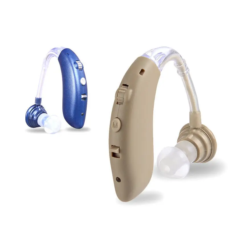 1pc Wireless Bluetooth Hearing Aid Headset Headphones BTE Sound Amplifier Digital Blue Silver Color Rechargeable Kit