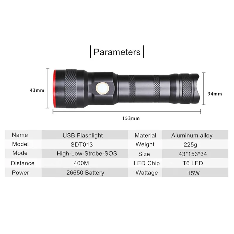 Lanternas e Lanternas led, tocha, lanterna, lanterna self Distância de Iluminação : 200-500 m