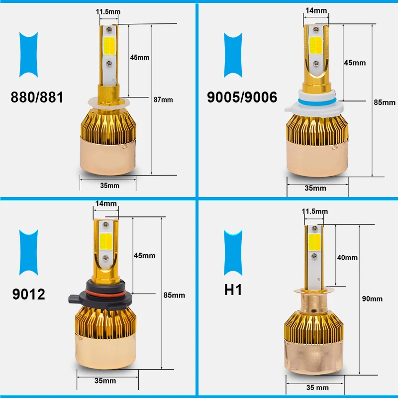 YHKOMS H7 светодиодный лампы 3000 К 6000 фар автомобиля H4 H8 H11 H1 H3 9005 9006 880 881 H27 белого и желтого цвета противотуманные лампы двойной Цвет фар