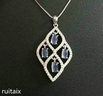 

KJJEAXCMY boutique jewels 925 Pure silver inlay moonlight stone diamond pendant + necklace natural gemstone lady's hand decorati