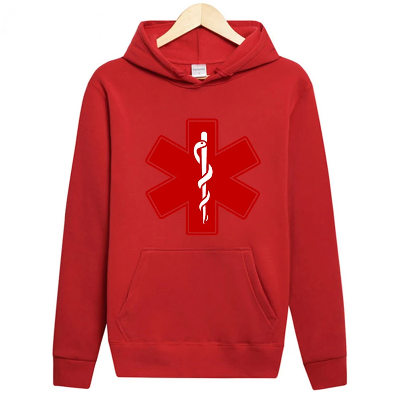 Hot Sale Hip Hop Cotton Long Sleeve Hoodies Men Clothes Ambulance Logo Print Tracksuit Acessorios Funny Hoodies Men