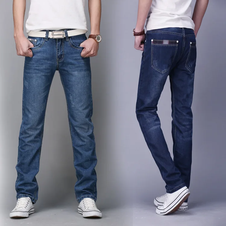 

New Brand 2019 Men's Fashion Casual Loose Jeans Spring Summer Ripped High Waist Solid Colors Straight Pants Plus Size