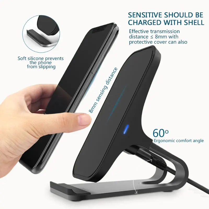  Aluminum Alloy Phone Holder Fast Wireless Charger Qi Quick Charging Desk Stand for iPhone Samsung G