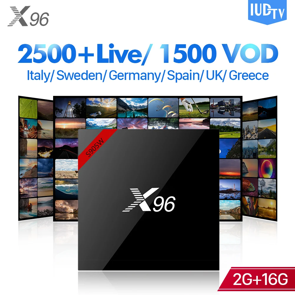 

X96W Full HD IPTV Sweden Spain Italy 2+16G Android 7.1 UK Turkey Portugal Germany 1 Year IPTV Code IUDTV Smart IPTV Set Top Box