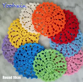 

Modern Round Lace cotton placemat cup coaster mug kitchen drink dining table place mat cloth Crochet tea coffee doily party pad
