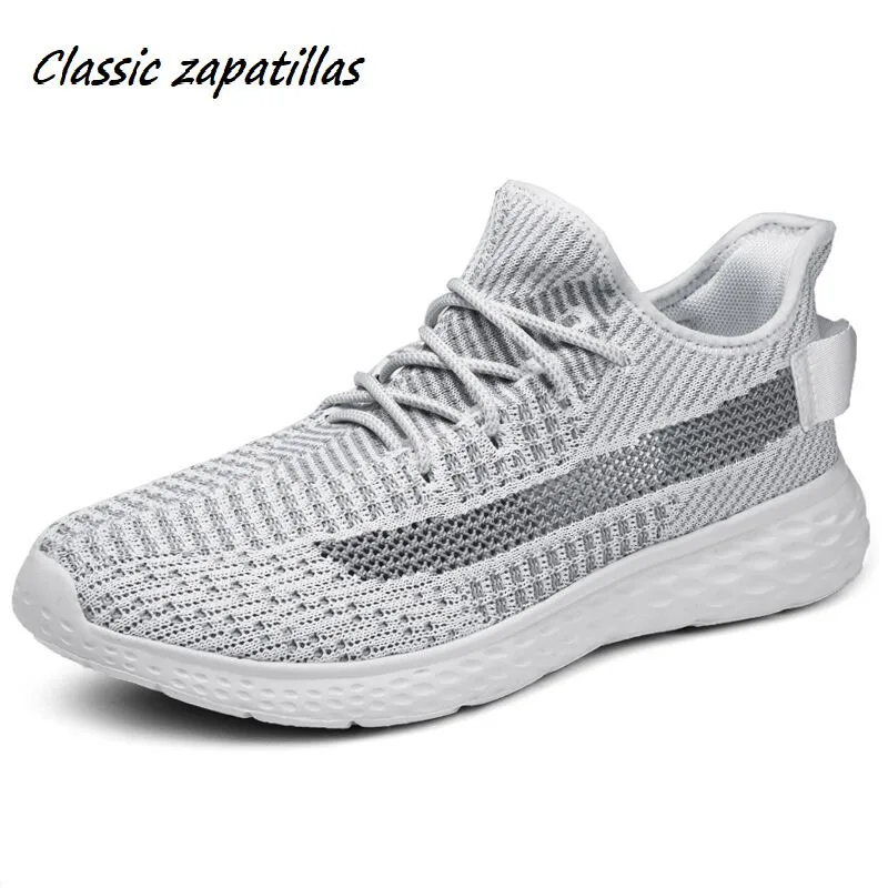 

Men Sneakers Ultralight Flyknit Breathable Mesh Men's Shoes Casual Lace-up Tenis Masculino Adult Footwear Plus Size 38-48