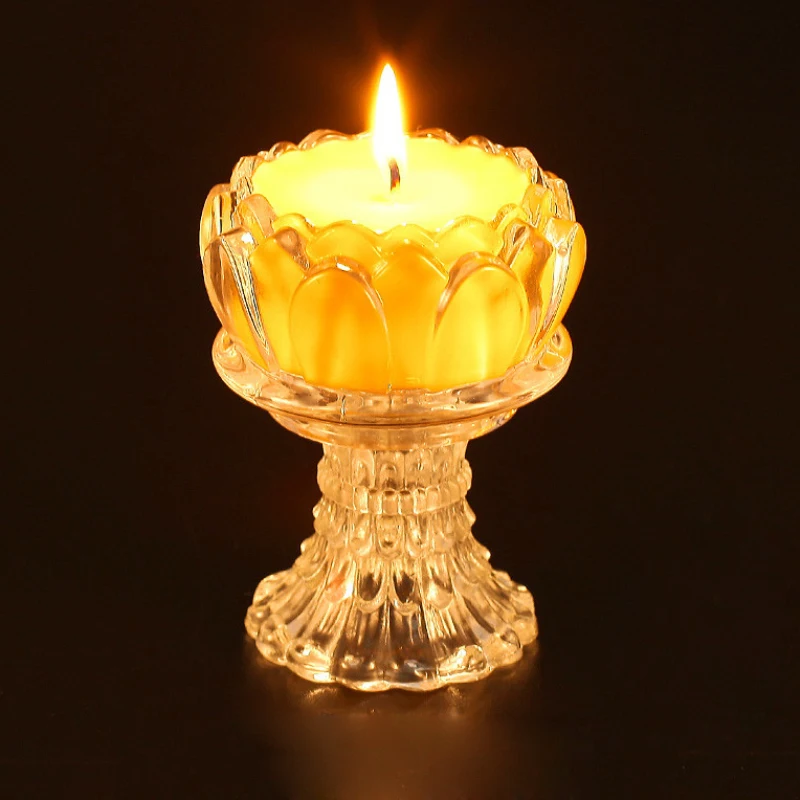 WHOLESALE!! High Heel Butter Lamp Candles, Lotus Shaped Glass Material