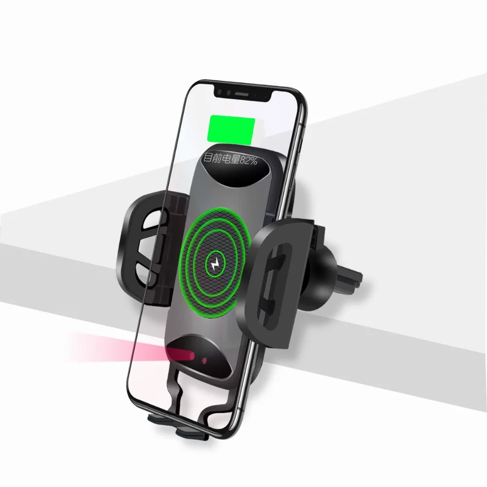 

Qi Wireless Charger Phone Holder Visible Fast Wireless Charger 10W Fully Automatic Infrared Intelligence Car Charging