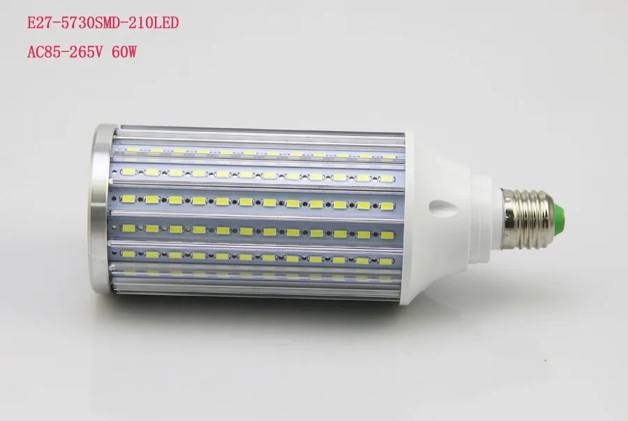 50 шт./лот E27 5730 SMD LED лампы кукурузы Алюминий охлаждения печатных плат светодиоды лампы в помещении без мерцания AC85V-265V 60 Вт LED лампы DHL