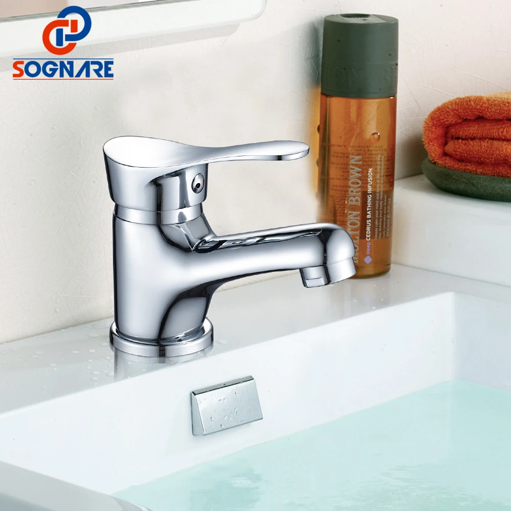 

SOGNARE Basin Faucet for Bathroom Faucets Single Handle Cold and Hot Water Tap Deck Mount Mixer Taps Waterfall Sink Faucet Crane