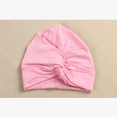 Bebe Шапка мягкая Крестовая индийская Шапка-тюрбан крест, оформленный цветами детская скручивающаяся шапка шапочка Детские кепки Прекрасный бант для девочки аксессуары - Цвет: Розовый