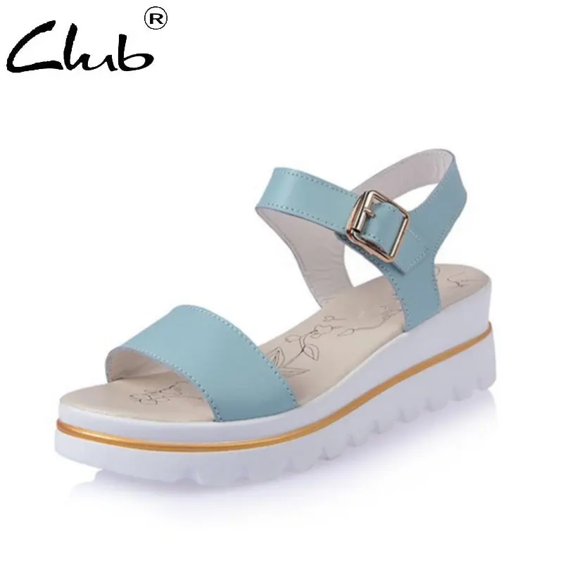

Club Woman Sandals 2018 Summer Platform Buckle Strap Casual Ladies Sandals Fashion Open Toe Shoes Wedge Sandals Woman Shoes