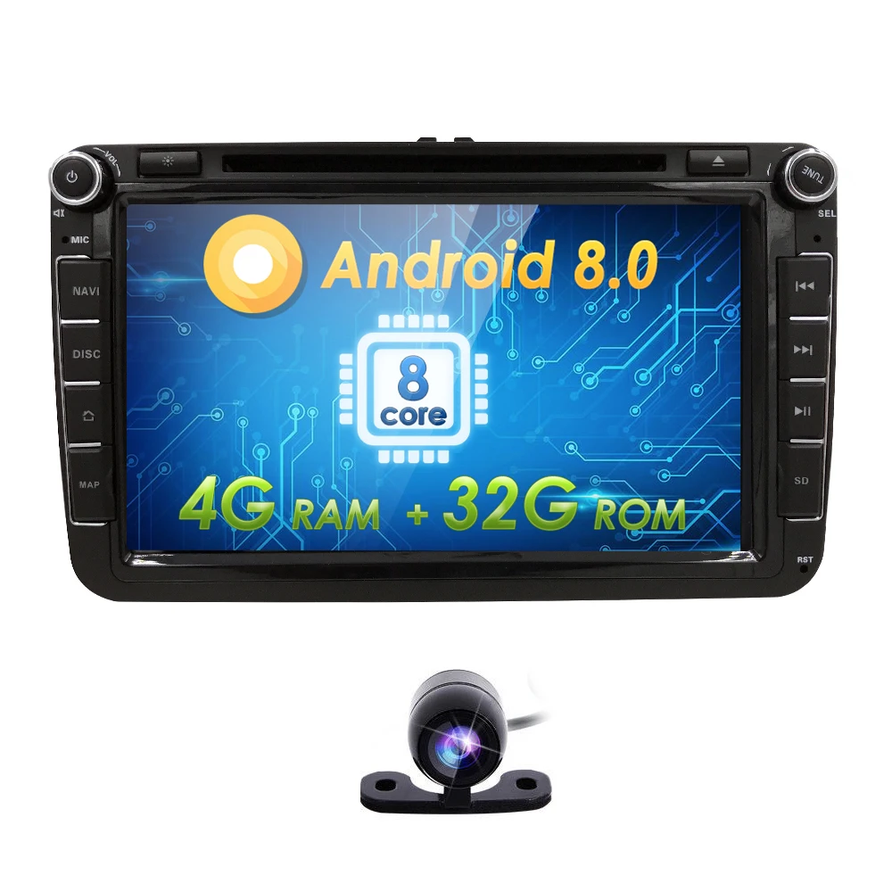 Discount HIZPO Android 8.0 Octa Core Car DVD Player Radio for V W passat b6 b5 cc skoda octavia 2 Polo Golf 5 superb J etta T5 OBD Camera 1