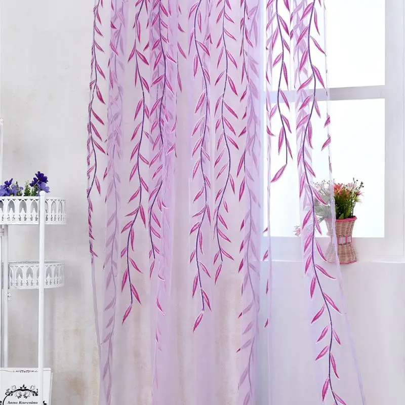 Chic Room Willow Pattern Voile Window Curtain Sheer Panel Drapes Scarfs Door Curtain 1M*2M Curtains Chic Room Willow Pattern Voile Window Curtain Sheer Panel Drapes Scarfs Door Curtain 1M*2M Curtains