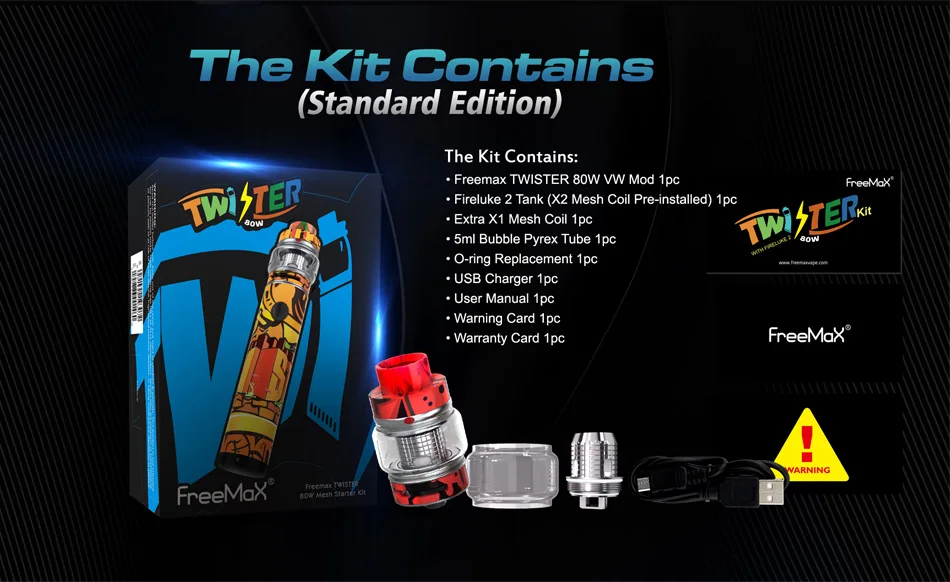 Freemax Twister 80W VW Kit with Fireluke 2 Tank 2300mAh