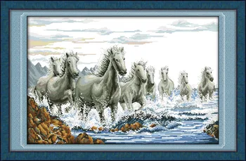 

Animal Thousands of Horses Galloping Ahead Cross Stitch Kits Accurate Printed Embroidery DIY Handmade Needle Work Home Decor