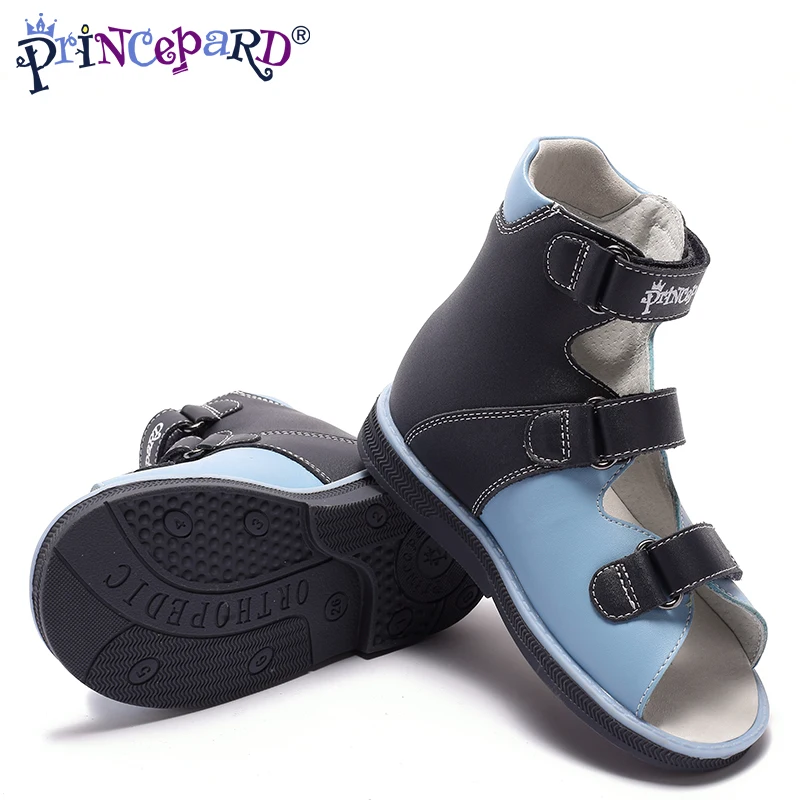 Princepard/ г. Новые летние синие ортопедические сандалии натуральная кожа мальчики размер 21-36 детская летняя ортопедическая обувь темно-синего цвета