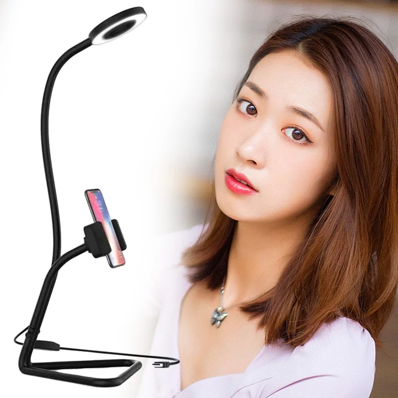 

Lazy Phone Holder Selfie Ring Light Flexible Mobile Phone Clip Holder Bracket Desk Lamp LED Light JLRJ88