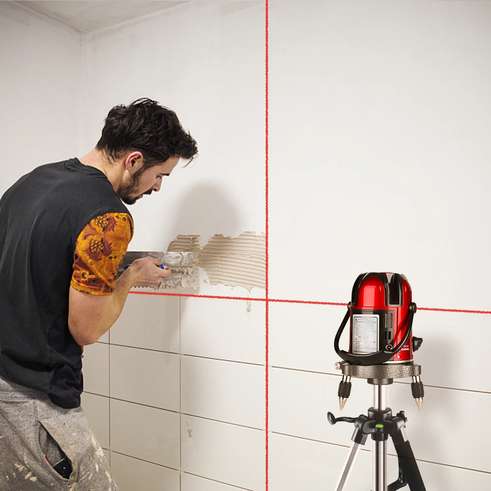  DEKO LL57/58 RED Series Self-leveling 5 Line 6 Points Horizontal&Vertical Laser Level 360 Degree Ad