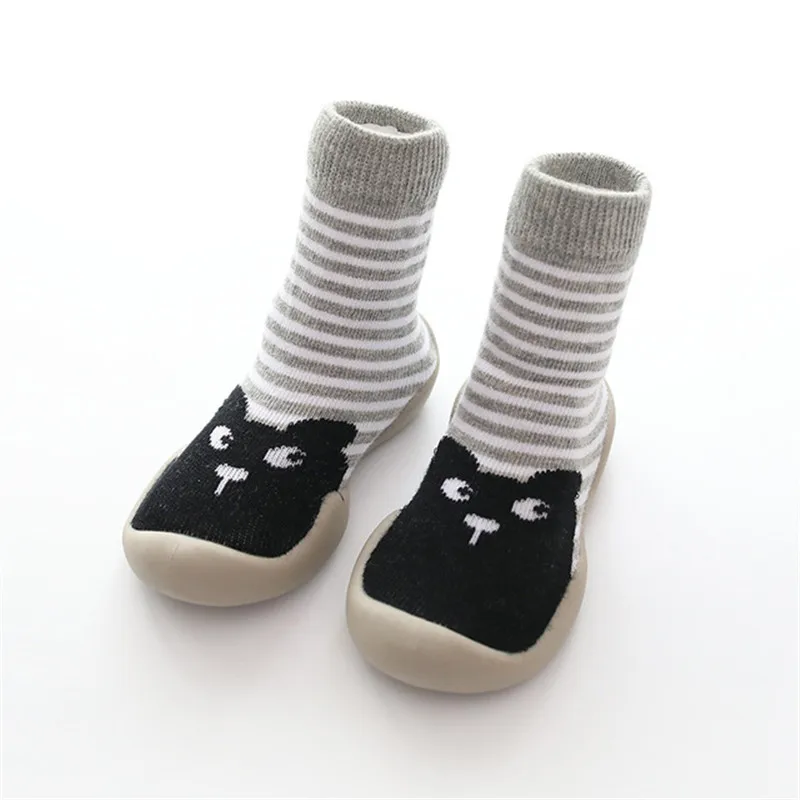 Kids Baby Indoor Socks Anti Slip Warm Winter Shoes Sock with Rubber Soles toddler boy girls First walking slipper striped dots 2019 new (3)