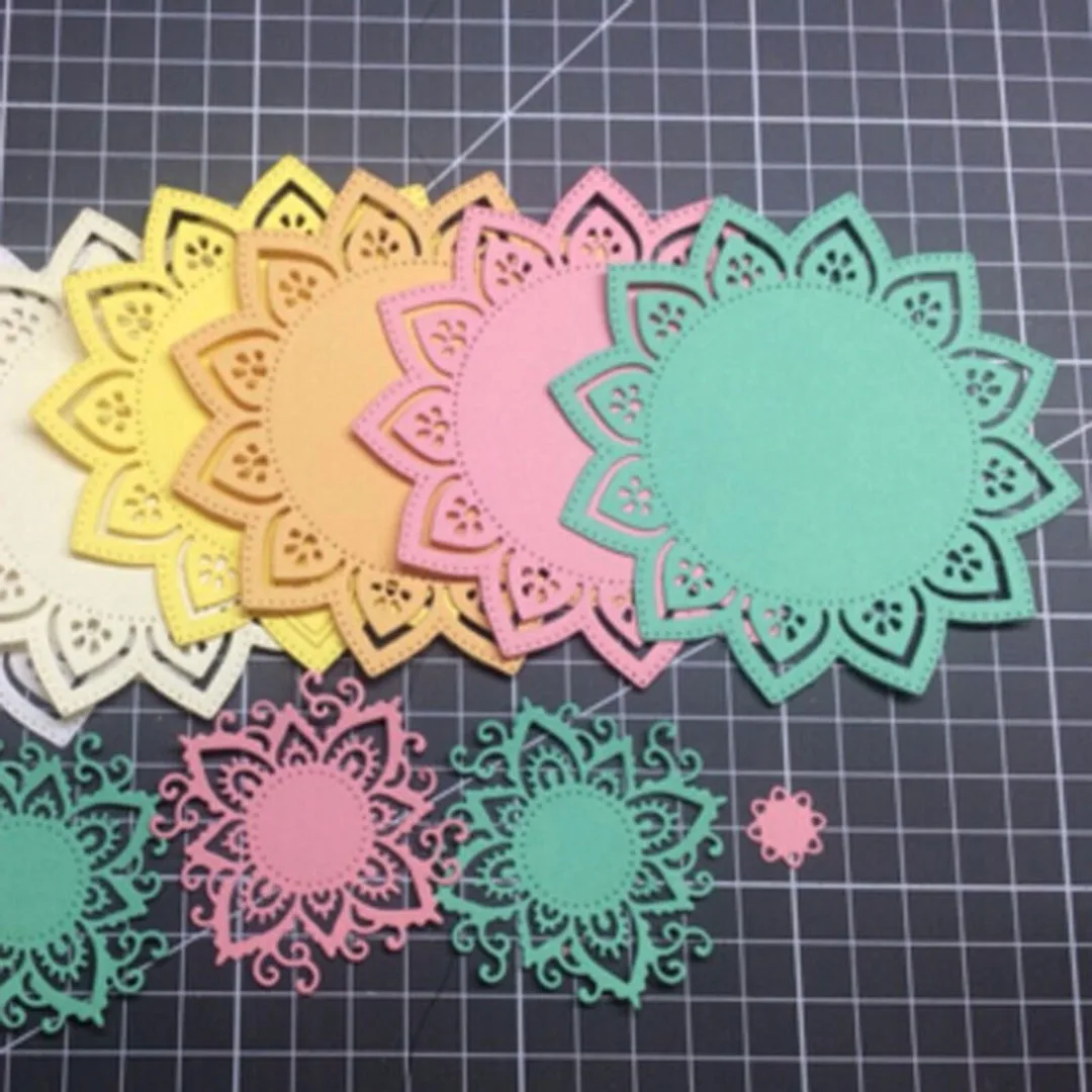 JX-LCLYL Round Flower Star Metal Lace Cutting Dies Stencils DIY Scrapbooking Album Card Craft