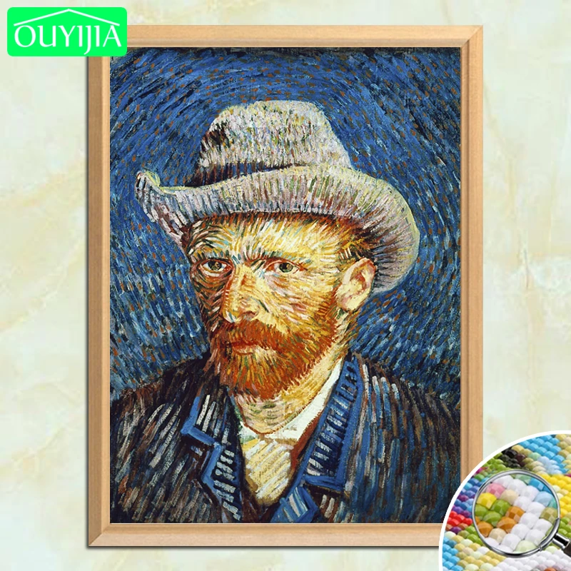 Vencint Van Gogh Автопортрет от Pointillism 5D DIY алмазная живопись полная квадратная Алмазная вышивка Стразы мозаичная живопись
