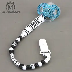 Miyocar индивидуальный-любое имя Hand Made смешно Zebra бусы манекен клип Манекен Держатель пустышки пустышка цепочку для ребенка