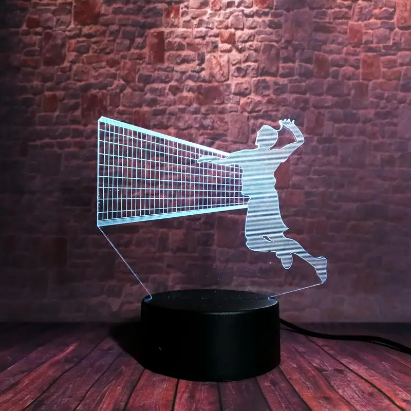 Volleyball Game Figure Sport Model Juguets 3D Illusion Nightlight Flash