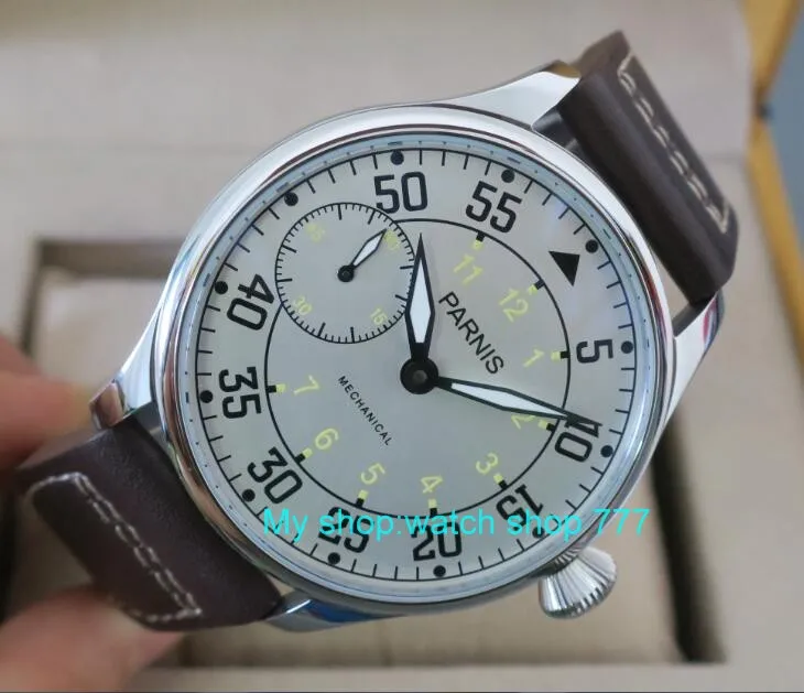 

2017 new fashion 44mm PARNIS ST3600/ 6497 Mechanical Hand Wind movement men's watch Mechanical watches wholesale G0365A