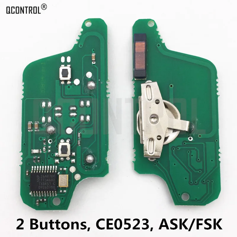 

QCONTROL Car Control Remote Key Circuit Board for CITROEN C2 C3 C4 C5 Picasso Berlingo Alarm (CE0523 ASK/FSK) 2 Buttons