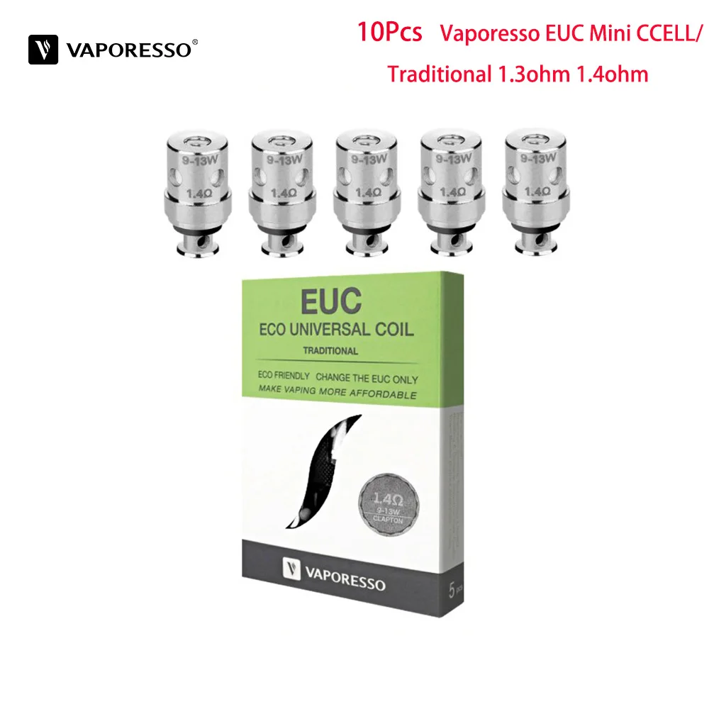 

10pcs Original Vaporesso EUC Mini CCELL EUC Mini Traditional Coil Head 1.3ohm 1.4ohm E Cigarettes Atomizer Core For Drizzle Tank