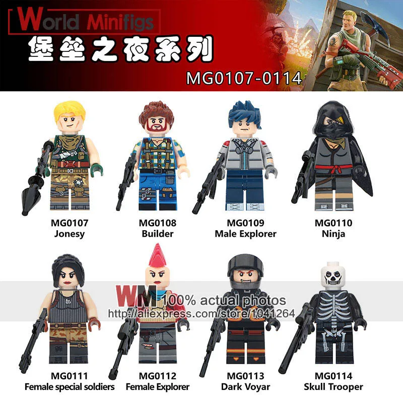 

Single Legoings battle royale Fortress Night Fortnight Game minifigs Explorer Ninja Builder Jonesy Building Block Children
