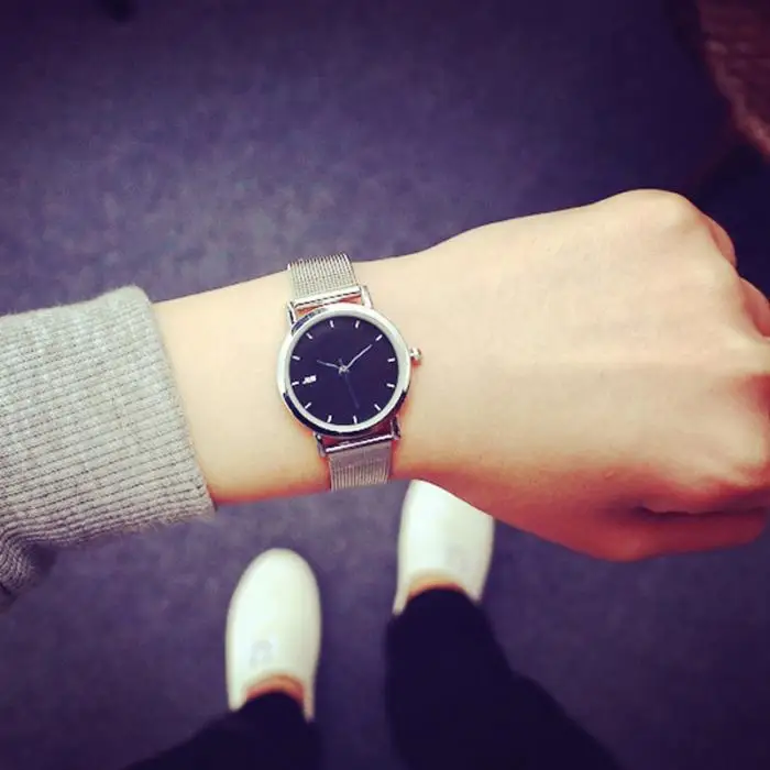 Модная Корейская Для женщин наручные часы сплава ремешок циферблатами часы кварцевые часы Классическая Леди Обувь для девочек студент