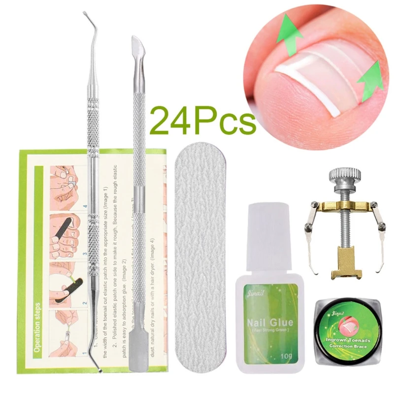 Professional 6Pcs/Set Ingrown Toe Nail Correction Tool File Straightening Patch Foot Care Kit Nail Corrector