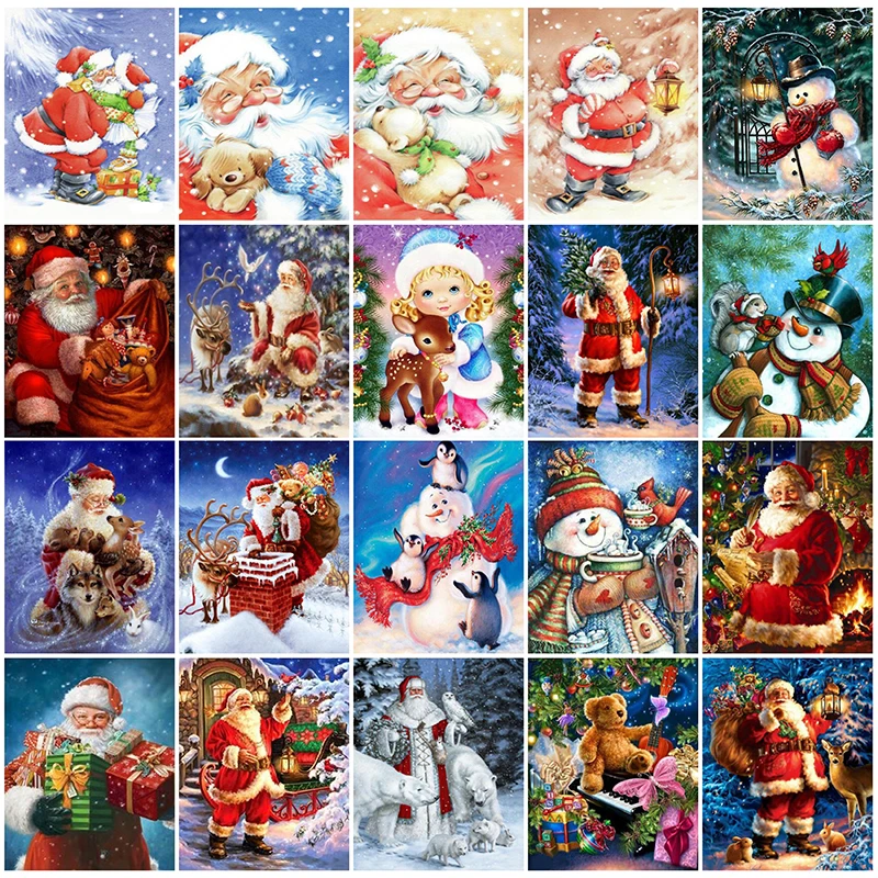 Full Diy Diamond Painting Embroidery Cross Stitch Santa Claus For Christmas Gift Diamond Mosaic Needlework Art Decoration
