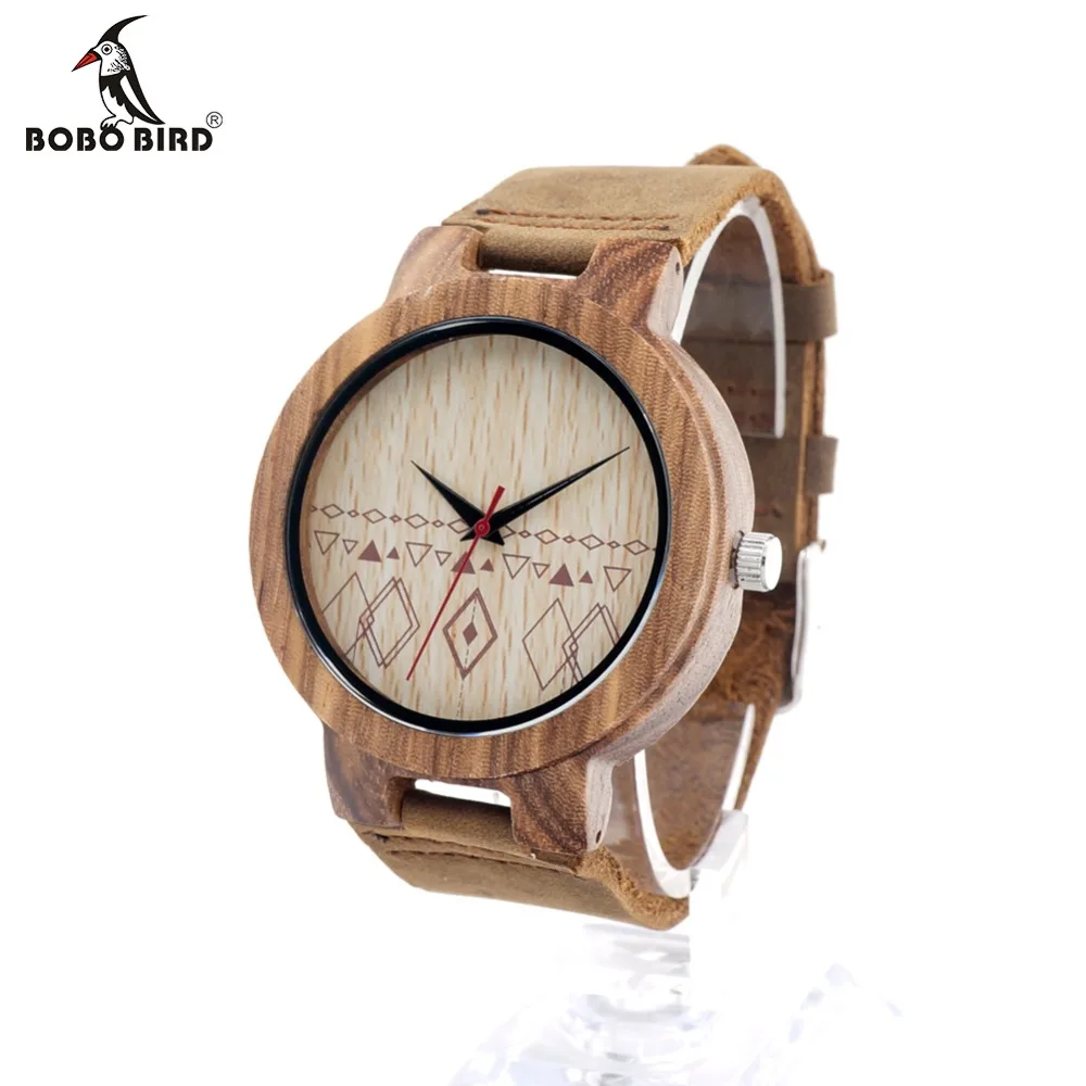 BOBO BIRD Men's Design Brand Luxury Wooden Bamboo Watches With Real Leather Quartz Watch for Men In Gift Box