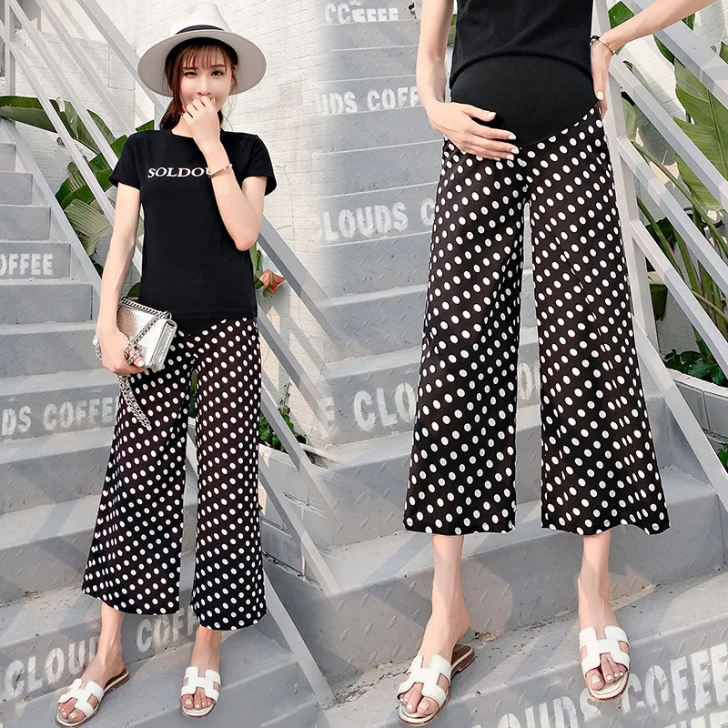 

Pregnant Women's Wide-legged Pants, Chiffon Nine-point Underwear, Loose Abdomen Support, Thin And Large Size Of Chao Ma In 2019