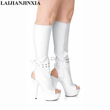 LAIJIANJINXIA/Весенняя женская обувь с открытым носком новые стильные сандалии ботинки средней высоты танцевальная обувь на высоком каблуке 15 см