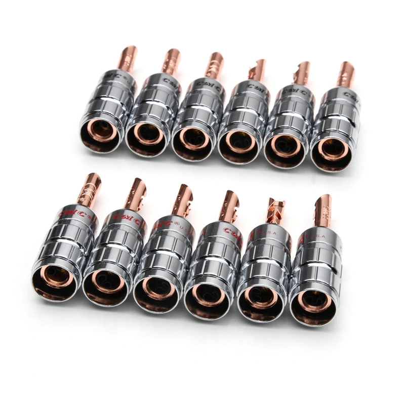 12Pcs Spina A Banana 4Mm 24K Oro Placcato Di Rame Cmc Connettore A Banana Nessuna Saldatura Cavo Audio Video Maschio Connettori Altoparlante