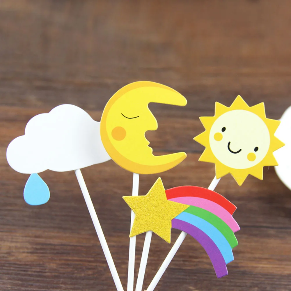 4pcs-set-Birthday-Cake-Topper-Cupcake-Toppers-Cartoon-Sun-Moon-Cloud-Top-Flag-Decoration-Birthday-Party