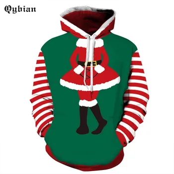 

Qybian Cute Christmas clothes printing Hoodies Men Women Sweatshirts Spring Winter Holiday fun Hooded Hoodie Fashion Pullover