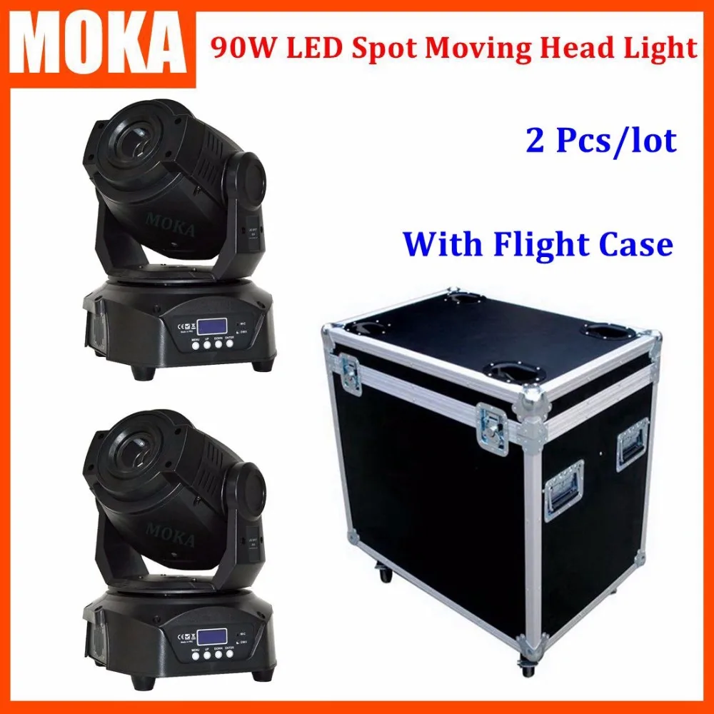 

2PCS/LOT Shipping Flight Case DMX 90W Spot Led Rainbow Effect Stage Projector LCD Display Beam Angle 14 Degree Light