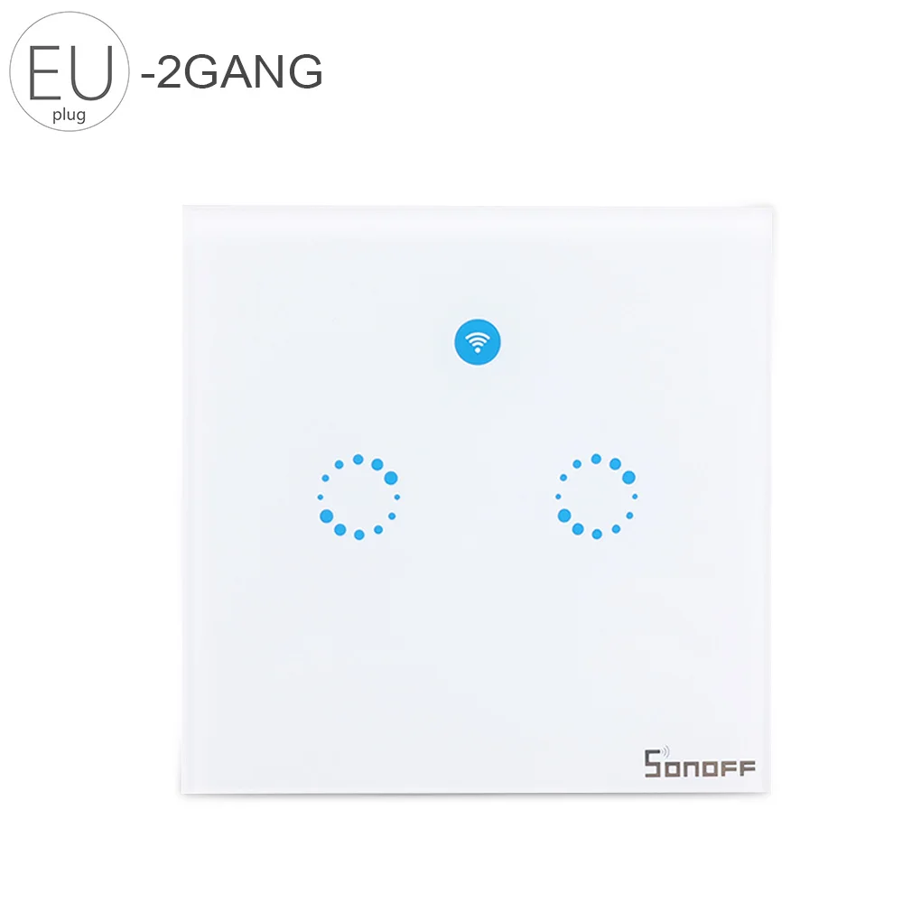 

Sonoff T1 EU Remote Control Light Switch Wall Panel 1/2 Gang Wireless Smart Touch ON/OFF Plate Work with Alexa/Nest smart home